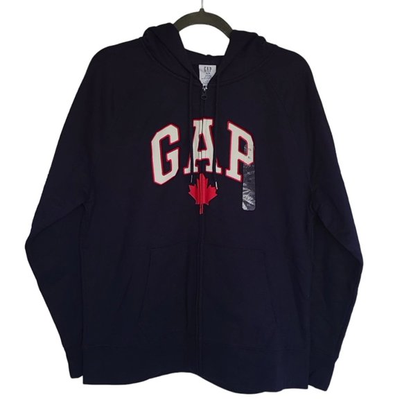 GAP Logo & Maple Leaf Hoodie w/ Zipper- Blue, White, Red NWTs (Unisex, Youth) - Picture 2 of 7